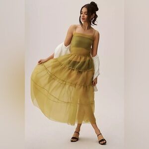 NWOT Anthropologie Sheer Tiered Midi Dress